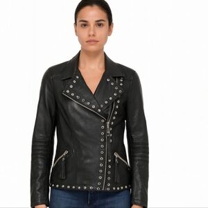 Vintage Pamela‎ McCoy Soft Black Leather Moto jacket M